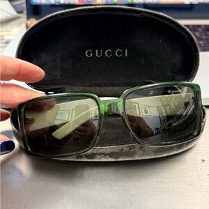 Gucci Emerald Green Rectangular Sunglasses